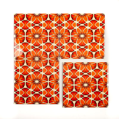 Moroccan Flower Tile - Orange Apricot Version